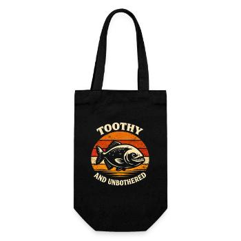 Calm with bite | Piranha Vintage Humor - Gift Bag for Bottles - black - Front
