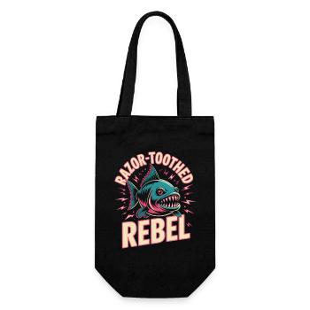 Sharptooth Rebel | Piranha Retro Humor - Gift Bag for Bottles - black - Front