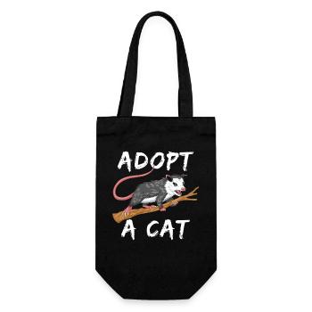 Funny Opossum T-Shirt - Misidentified Adopt a Cat  - Gift Bag for Bottles - black - Front