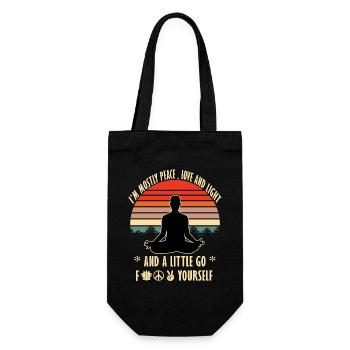 T-shirt de yoga sarcastique - Paix Amour Lumière Go Fuck - Sac à bouteille - noir - Devant