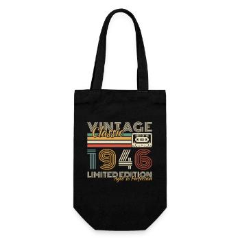 1946 Vintage Retro Birthday Gift - Gift Bag for Bottles - black - Front
