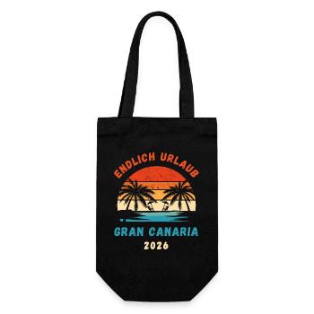 Gran Canaria Urlaub 2026 Kanaren Reise Outfit - Geschenkbeutel für Flaschen - Schwarz - Vorne
