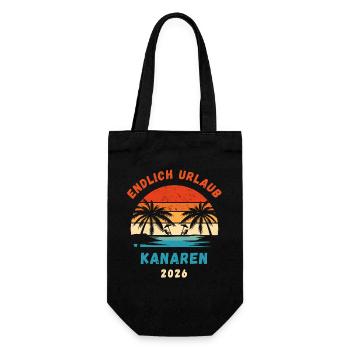 Kanarische Inseln Urlaub 2026 Kanaren Reise Outfit - Geschenkbeutel für Flaschen - Schwarz - Vorne