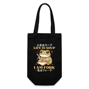 Life Is Soup I Am Fork - Lustiger Frosch Humor - Geschenkbeutel für Flaschen - Schwarz - Vorne