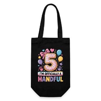5. Geburtstag Handvoll Spaß - Geschenkbeutel für Flaschen - Schwarz - Vorne