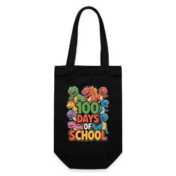 100 Tage Schule Dinos bunt - Geschenkbeutel für Flaschen - Schwarz - Vorne