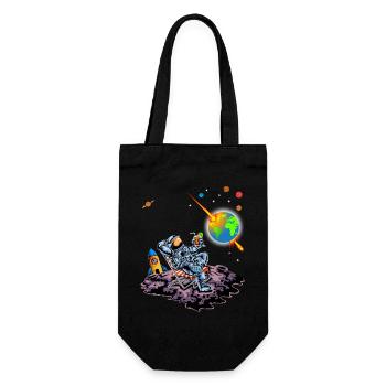 Astronaut Relaxing Earth Exploding Space Humor Art - Gift Bag for Bottles - black - Front