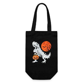 T-Rex Skeleton Halloween Pumpkin Trick or Treat - Gift Bag for Bottles - black - Front