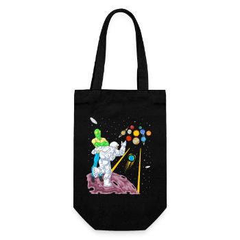 Astronaut and Alien Bowling in Space Galaxy Game - Gift Bag for Bottles - black - Front
