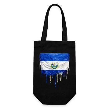 El Salvador Flagge Tropfenkunst - Geschenkbeutel für Flaschen - Schwarz - Vorne