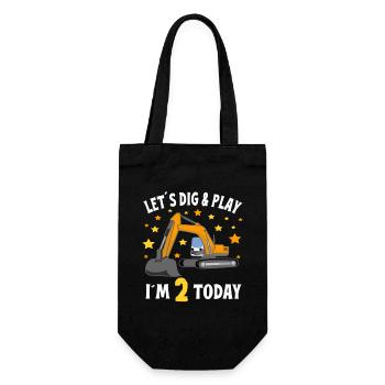 2nd Birthday Boy 2nd Birthday Excavator - Gift Bag for Bottles - black - Front