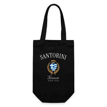 Santorini Greece Coat of Arms Crown Travel Souvenir - Gift Bag for Bottles - black - Front