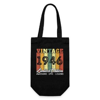 1946 Vintage Retro Birthday Gift - Gift Bag for Bottles - black - Front