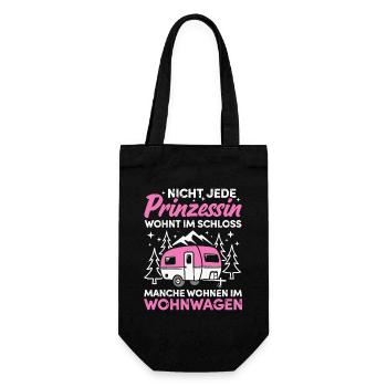 Camping Prinzessin Wohnwagen Camper Campingplatz - Geschenkbeutel für Flaschen - Schwarz - Vorne
