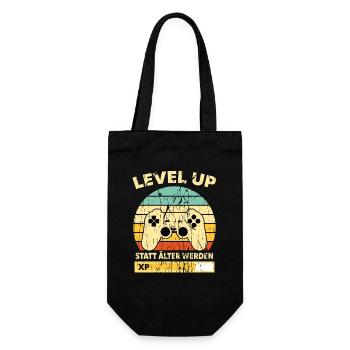 Level Up Retro Controller XP Geburtstag - Geschenkbeutel für Flaschen - Schwarz - Vorne