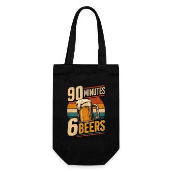 90 Minutes 6 Beers - Gift Bag for Bottles - black - Front