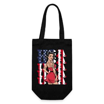 USA Retro Pin-Up Tattoo Style - Gift Bag for Bottles - black - Front