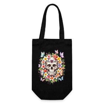 Fleur de crâne de plumeria - Sac à bouteille - noir - Devant