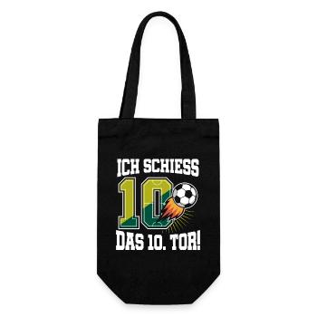 Ich Schiess 10. Tor Lustig 10. Geburtstag Fußball - Geschenkbeutel für Flaschen - Schwarz - Vorne
