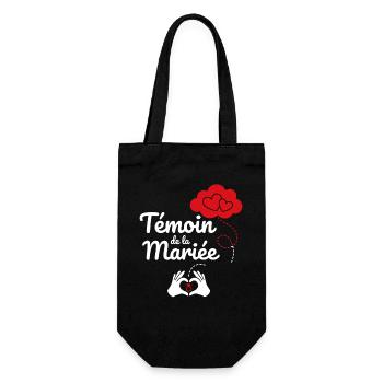 Témoin de la Mariée - Cœur et Fête - Sac à bouteille - noir - Devant