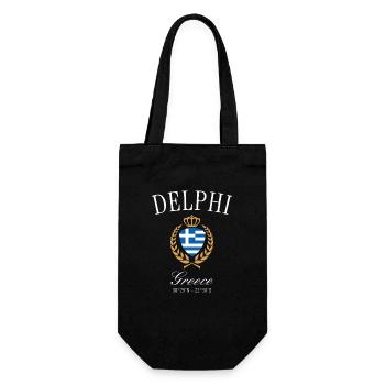 Delphi Greece Coat of Arms Crown – Travel Souvenir - Gift Bag for Bottles - black - Front