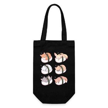 Kawaii Fox Sushi Nigiri Cute Sleeping Kitsune  - Gift Bag for Bottles - black - Front