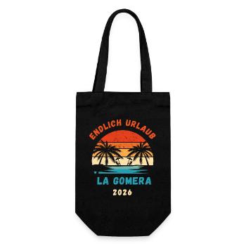 La Gomera Urlaub 2026 Kanaren Reise Outfit - Geschenkbeutel für Flaschen - Schwarz - Vorne