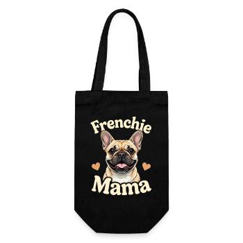 Frenchie Mama Herzchen Hundeliebhaber Hunde - Geschenkbeutel für Flaschen - Schwarz - Vorne