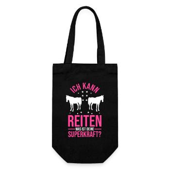 Reiten Pferdeliebhaber Reiterhof Pferde - Geschenkbeutel für Flaschen - Schwarz - Vorne