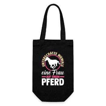 Reiten Pferdeliebhaber Reiterhof Pferde - Geschenkbeutel für Flaschen - Schwarz - Vorne