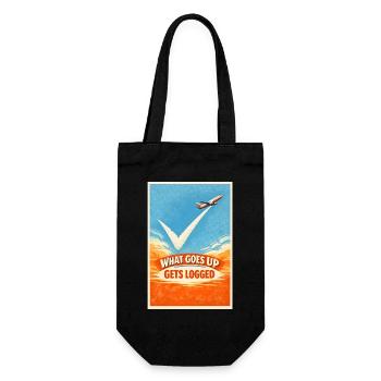 What goes up is logged | Plane Spotter - Gift Bag for Bottles - black - Front
