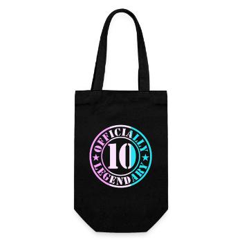 10th Birthday Boy Girl Legend Level 10 - Gift Bag for Bottles - black - Front