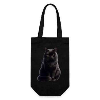 Schwarze Katze - Geschenkbeutel für Flaschen - Schwarz - Vorne