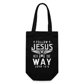 Follow Jesus He Is The Way John 14:6 Graphic - Gift Bag for Bottles - black - Front