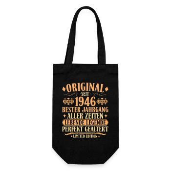 Original 1946 – 80. Geburtstag Legende Vintage - Geschenkbeutel für Flaschen - Schwarz - Vorne