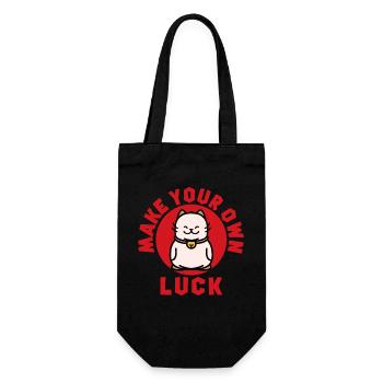 Mach dein eigenes Glück, Maneki Neko - Geschenkbeutel für Flaschen - Schwarz - Vorne