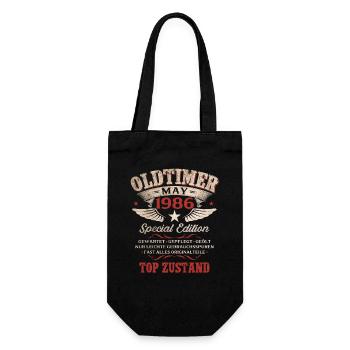 40. Geburtstag Geschenk Mann Oldtimer Mai 1986 - Geschenkbeutel für Flaschen - Schwarz - Vorne