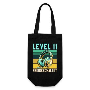 11. Geburtstag Junge Mädchen Gamer Level 11 - Geschenkbeutel für Flaschen - Schwarz - Vorne