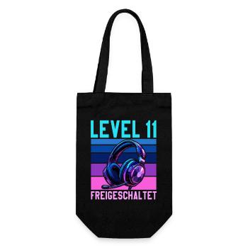 11. Geburtstag Junge Mädchen Gamer Level 11 - Geschenkbeutel für Flaschen - Schwarz - Vorne