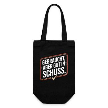 Gebraucht Aber Gut In Schuss Oldtimer Geburtstag - Geschenkbeutel für Flaschen - Schwarz - Vorne