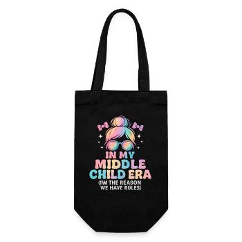 Daughter Family Humor In My Middle Child Era - Gift Bag for Bottles - black - Front