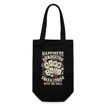 Mahjong Freude mit den Mädels - Geschenkbeutel für Flaschen - Schwarz - Vorne