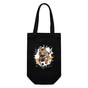 Katze Fussball Team - Geschenkbeutel für Flaschen - Schwarz - Vorne