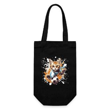Katze Fussball Team - Geschenkbeutel für Flaschen - Schwarz - Vorne