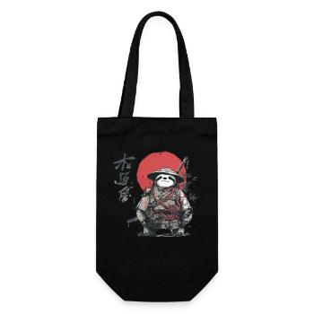 Faultier-Samurai unter roter Sonne - Geschenkbeutel für Flaschen - Schwarz - Vorne