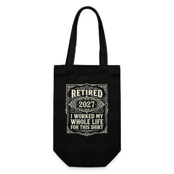 Rente 2027 – Dafür habe ich mein ganzes Leben gear - Geschenkbeutel für Flaschen - Schwarz - Vorne
