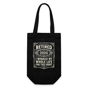 Rente 2026 – dafür habe ich mein ganzes Leben gear - Geschenkbeutel für Flaschen - Schwarz - Vorne