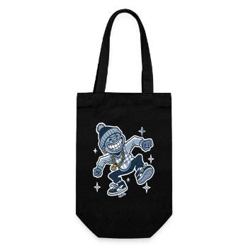 Grinning Rapper with Gold Chain - Gift Bag for Bottles - black - Front