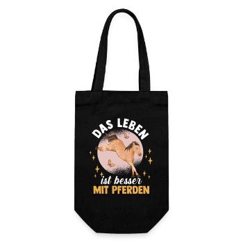 Reiten Pferdeliebhaber Reiterhof Pferde - Geschenkbeutel für Flaschen - Schwarz - Vorne