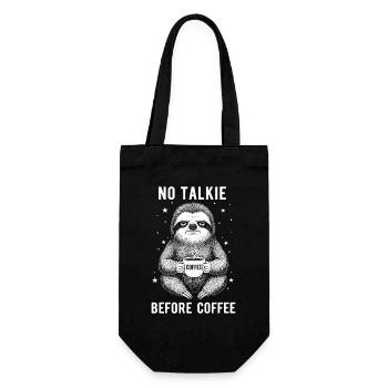 No conversation in front of coffee lover sloth - Gift Bag for Bottles - black - Front